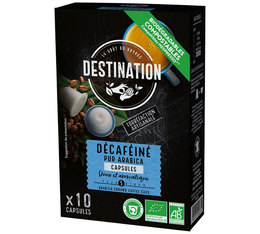 Destination Decaffeinated organic coffee - 10 biodegradable & compostable capsules for Nespresso