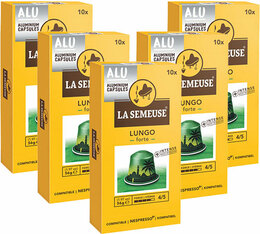 Pack 50 capsules Café Aluminium Lungo Forte compatibles Nespresso® 5x10 - La Semeuse