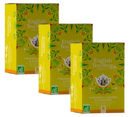 Pack Infusion Citronnelle Gingembre Agrumes bio - 3 x 20 sachets plats - English Tea Shop
