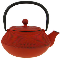 Shogun red cast-iron teapot with infuser + Free Dammann tea