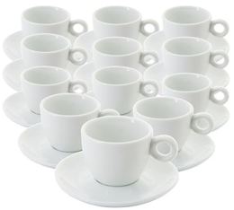 Tasses et sous tasses blanches - 6.5 cl X 12