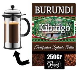 Café moulu pour cafetière à piston Burundi Kibingo - Torréfaction Filtre - Région Kayanza - 250 gr - Lionel Lug
