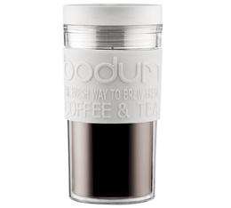 Mug isotherme double paroi plastique 35 cl - Couvercle à vis - Blanc crème - Bodum