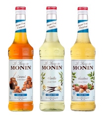 MONIN Lot 3 sirops sans sucre Caramel Vanille Noisette 3x70cl | MaxiCoffee.com