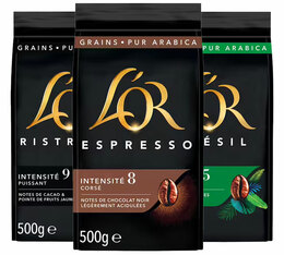 3 x 500 g – Café en grain – Pack assortiment – L’OR