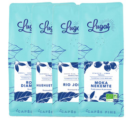 4 x 250 g – Café en grain – Pack découverte 4 origines Éthiopie Brésil Costa Rica Guatemala– LUGAT