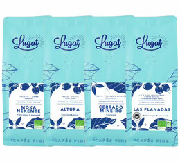 4 x 250 g – Café en grain – Pack découverte 4 origines Éthiopie Brésil Colombie Pérou – LUGAT