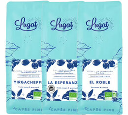 3 x 250 g - Café en grain - Pack découverte bio 3 origines - LUGAT