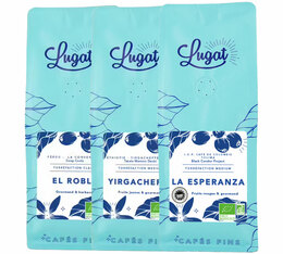 3 x 250 g - Café en grain - Pack découverte bio 3 origines - LUGAT