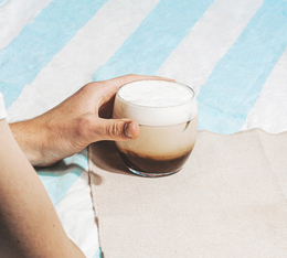 Iced cappuccino made with Summer Blend 2026 Lugat coffee beans 230 g - coffee for iced latte and coconut drinks