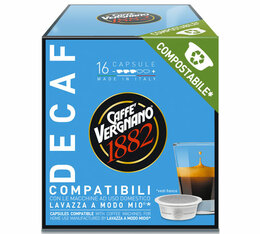 16 Capsules compostables compatibles A Modo Mio Lavazza Décaféiné - CAFFE VERGNANO