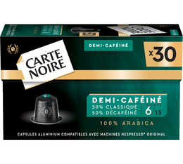 30 capsules compatibles Nespresso* Original Demi-caféiné - CARTE NOIRE