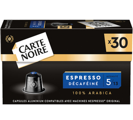 30 capsules compatibles Nespresso* Original Espresso Décaféiné - CARTE NOIRE