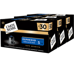 90 capsules compatibles Nespresso* Original Espresso Décaféiné - CARTE NOIRE