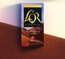 Capsules L&rsquo;OR Espresso Scandinavian compatibles Nespresso Original &ndash; caf&eacute; doux aux notes d&rsquo;abricot, biscuit et caramel