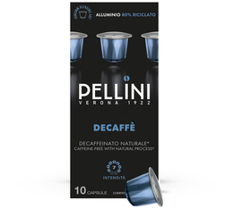 Capsules Pellini Decaff&egrave; compatibles Nespresso* Original 10 capsules aluminium d&eacute;caf&eacute;in&eacute; sans solvant CO2