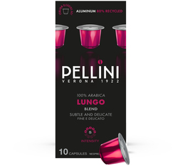 capsules compatibles Nespresso* Original Pellini Lungo 10 capsules aluminium 100% Arabica caf&eacute; italien