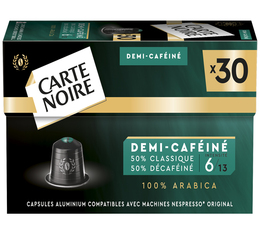 30 capsules compatibles Nespresso* Original Demi-caféiné - CARTE NOIRE