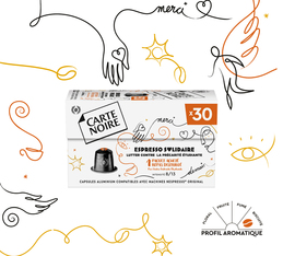 30 capsules compatibles nespresso original espresso solidaire carte noire