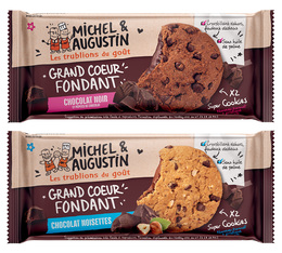 Pack découverte Cookies super coeur fondant chocolat noir & chocolat noisette - Michel et Augustin