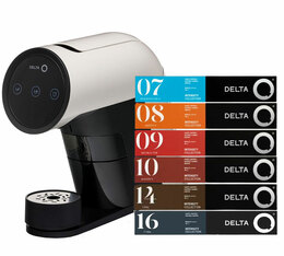 Offre spéciale : 180 capsules Delta Q achetées + machine DELTA Q ICONIQ blanche OFFERTE