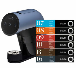 Offre spéciale : 180 capsules Delta Q achetées + machine DELTA Q ICONIQ Bleue OFFERTE