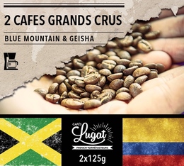 2 x 125 g - Lot de 2 cafés Grands Crus (mouture filtre) - Geisha/Blue Mountain - CAFÉS LUGAT