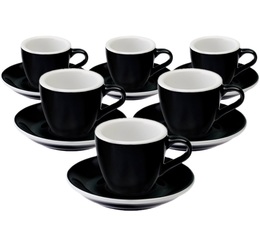 6 Tasses Espresso et sous-tasses Egg 8 cl Black - Loveramics