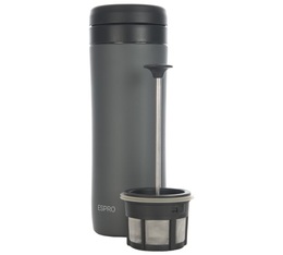 Mug à piston isotherme Travel Press gris 35cl - Espro
