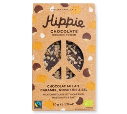 Tablette Chocolat au lait, caramel, noisettes & sel - 50g - Hippie Chocolate