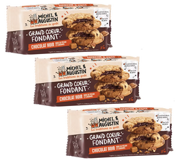 Lot Boîtes Cookies Cœur Fondant Chocolat Noir Noix de Pécan Caramel - 3 x 6 cookies - MICHEL & AUGUSTIN DLUO 2026.06.01