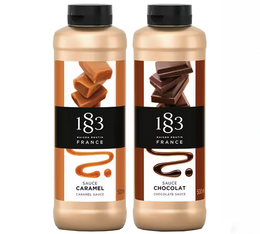 Lot de 2 toppings 500 ml - Caramel et chocolat noir - 1883 ROUTIN