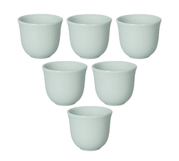 Lot De 8 Tasses à Expresso Empilables En Porcelaine - 150 Ml, Couleur Gris, Avec Soucoupes