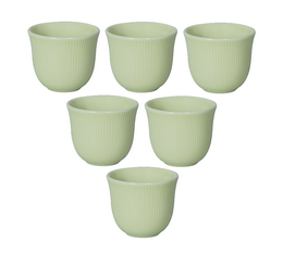 6 Tasses à café embossées 80 ml vert - LOVERAMICS