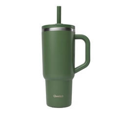 Gourde isotherme paille et bouchon étanche kaki - 90 cl - QWETCH