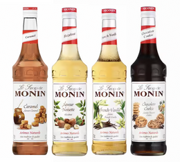 Monin Syrup Value Pack - Vanilla, Caramel, Chocolate Cookie and Hazelnut - 4 x 70cl 