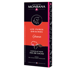 Tablette Chocolat Noir pure origine Ghana 70% Cacao - 80 g - MONBANA