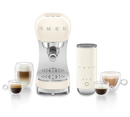 Espressomaschine SMEG ECF00CREU + Milchaufschäumer MFF02CREU Creme - ECF12CREU