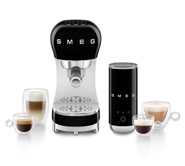 Espressomaschine SMEG ECF00BLEU + Milchaufschäumer MFF02BLEU Schwarz - ECF12BLEU