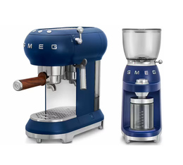Machine expresso SMEG Bleu 1895 + Moulin SMEG by 1895 Lavazza
