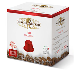 Capsules Red Bio compostables compatibles Nespresso® x10 - Miscela d'Oro