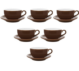 6 Tasses et sous tasses Latte Bowl Origami 25 cl - Marron