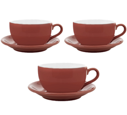 3 Tasses et sous tasses Latte Bowl Origmi 25 cl Rouge - ORIGAMI