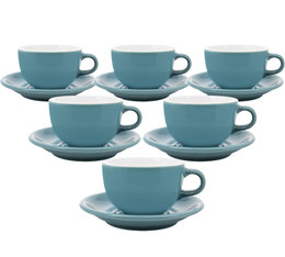 6 Tasses et sous tasses Latte Bowl Origami 19cl - Turquoise