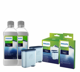 Pack entretien 6 mois : 2 cartouches filtrantes + 2 détartrants + nettoyant circuit lait