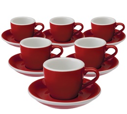 6 Tasses Espresso et sous-tasses Egg 8 cl Red - Loveramics