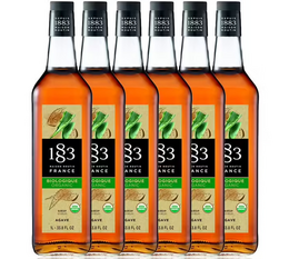 Lot 6 Sirops Bio d'Agave pour professionnel - Bouteille verre 6x1L - 1883 ROUTIN
