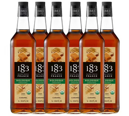 Lot de 6 sirops 1L Caramel Bio pour professionnel - Bouteille Verre - 1883 ROUTIN