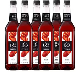 Lot de 6 Sirops pour professionnel Fraise - Bouteille Plastique - 6x1L - 1883 ROUTIN