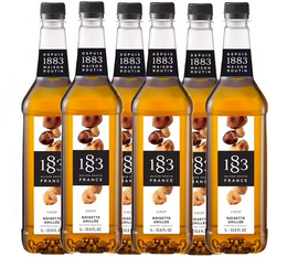 Lot de 6 Sirops pour professionnel Noisette Grillée - Bouteille plastique - 6x1L - 1883 ROUTIN
